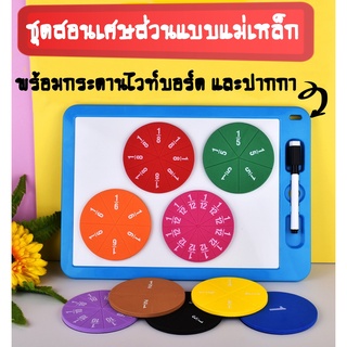 Magnetic Fraction ของเล่นเรียนรู้เรื่องเศษส่วนแบบแม่เหล็ก พร้อมกระดานไวท์บอร์ด+ปากกา สื่อการเรียนเรื่องเศษส่วนแบบวงกลม