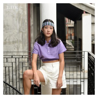 Tleek - KIKI เสื้อครอป เสื้อแขนสั้น เสื้อผ้าแฟชั่นผู้หญิง เสื้อสีม่วง Crop top (Lilac/Purple)