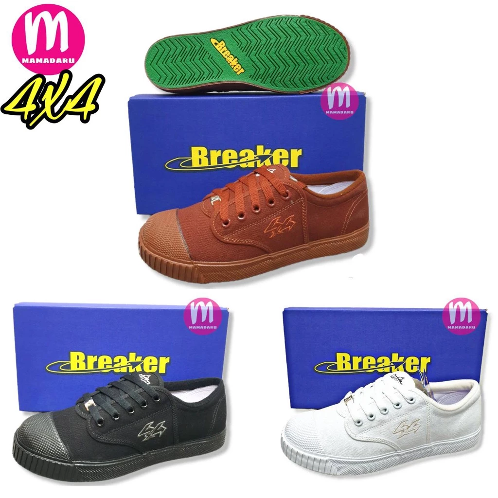Breaker 4x4 รองเท้าผ้าใบ เบรคเกอร์ พื้นเขียว รองเท้านักเรียน รองเท้าผ้าใบเบรกเกอร์