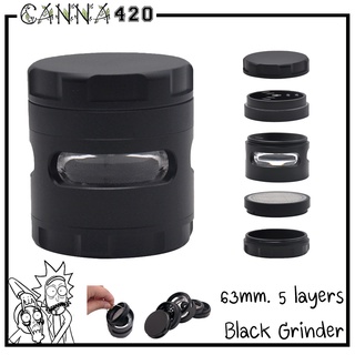 Grinder 5 layers ที่บด เครื่องบด สมุนไพร Grinder BLACK ที่บดอลูมิเนียม Storage Stash Jars 63 มม. 5 ชั้น