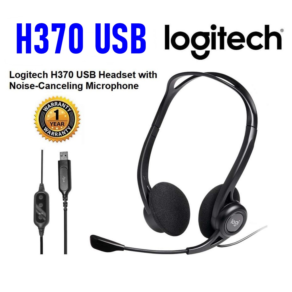 ⚡️ชุดหูฟังของแท้⚡️ Logitech H370 USB Headset Digital Sound Noise Canceling Mic Black ประกันศูนย์ 2 ปี