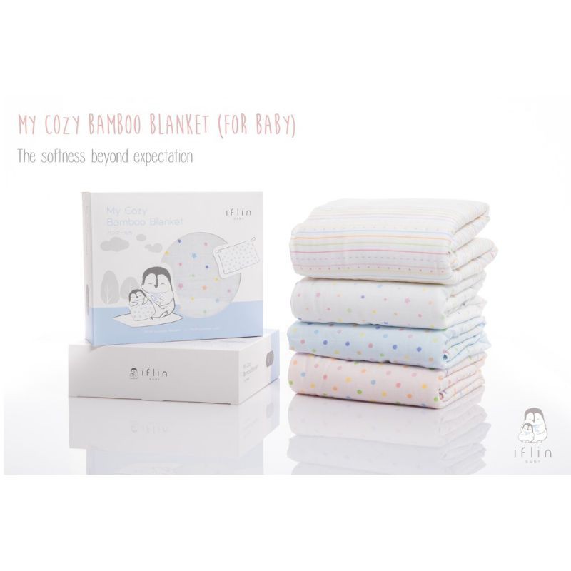 ส่งฟรี ผ่อน0% Iflin Baby - My Cozy Bamboo Blanket (for Baby) ผ้าห่มใยไผ่ สำหรับเด็กแรกเกิด #1ผืน