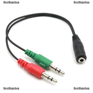 3.5 mm Female to Dual Male for Microphone and Stereo Audio Combiner Adapter Converter Cable for Desktop Computer Laptop