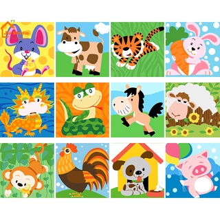 ✨Ready Stock✨20*20cm Framed oil painting DIY Children Digital Painting Zodiac Paint By Numbers Canvass Wall decor จิตรกรรม Oil Painting