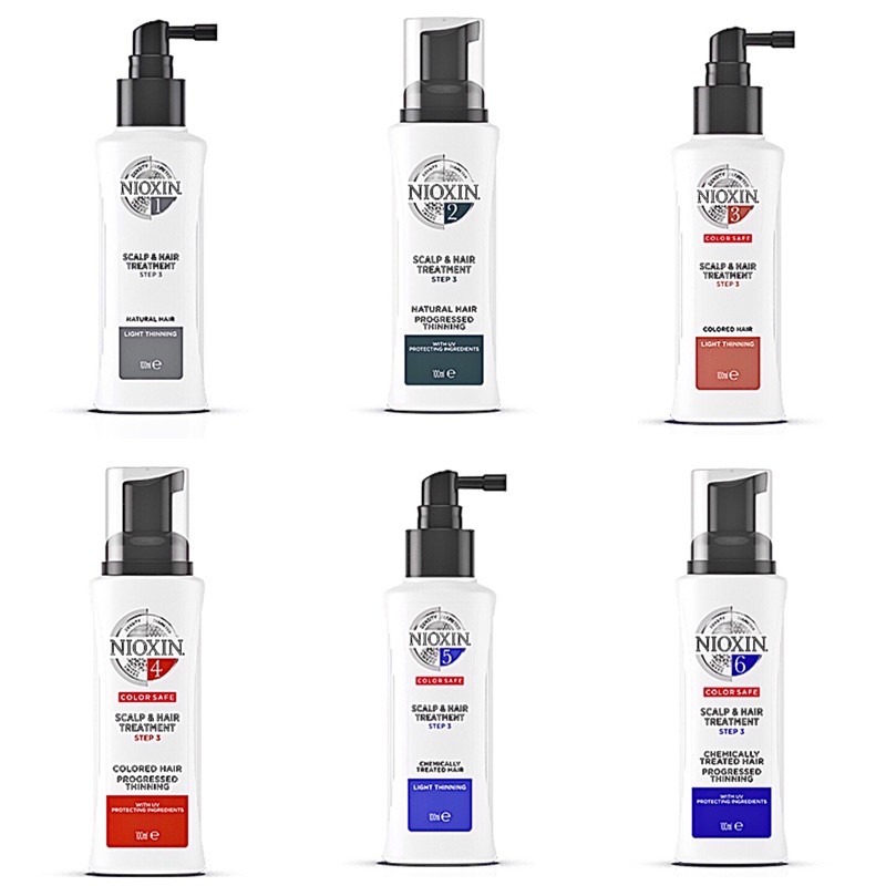 NIOXIN SYSTEM สูตร 1 ถึง 6 ขวดล่ะ 100 ML. HAIR SCALP TREATMENT ดูแลหนังศรีษะ ลดการหลุดร่วงเส้นผม ราคาดีดี๊
