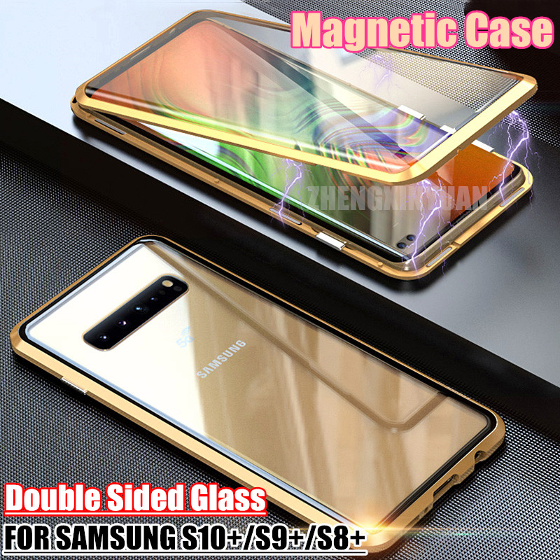 เคสโทรศัพท์ กระจก แบบแม่เหล็ก ประกบ สำหรับ Samsung Galaxy S8PLUS S9PLUS S10Plus S8+ S9+ S10+ Cases Double Sided Tempered Glass Cover