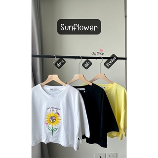 🔥พร้อมส่ง🔥เสื้อครอปแขนสั้น Sunflower