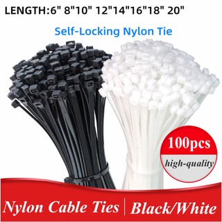 100pcs/pack width3.6mm เคเบิ้ลไทร์ length4"6" 8"10" 12"14"16" Cable Tie Nylon Self-Locking ไนลอน สายรัด สีขาว สีดำ