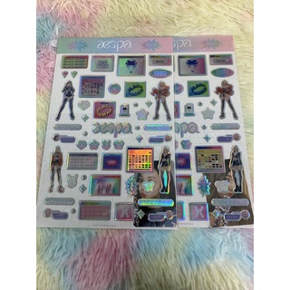 [พร้อมส่ง] การ์ด aespa Hologram Epoxy Sticker + Photocard Set