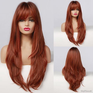 red wig with bangs