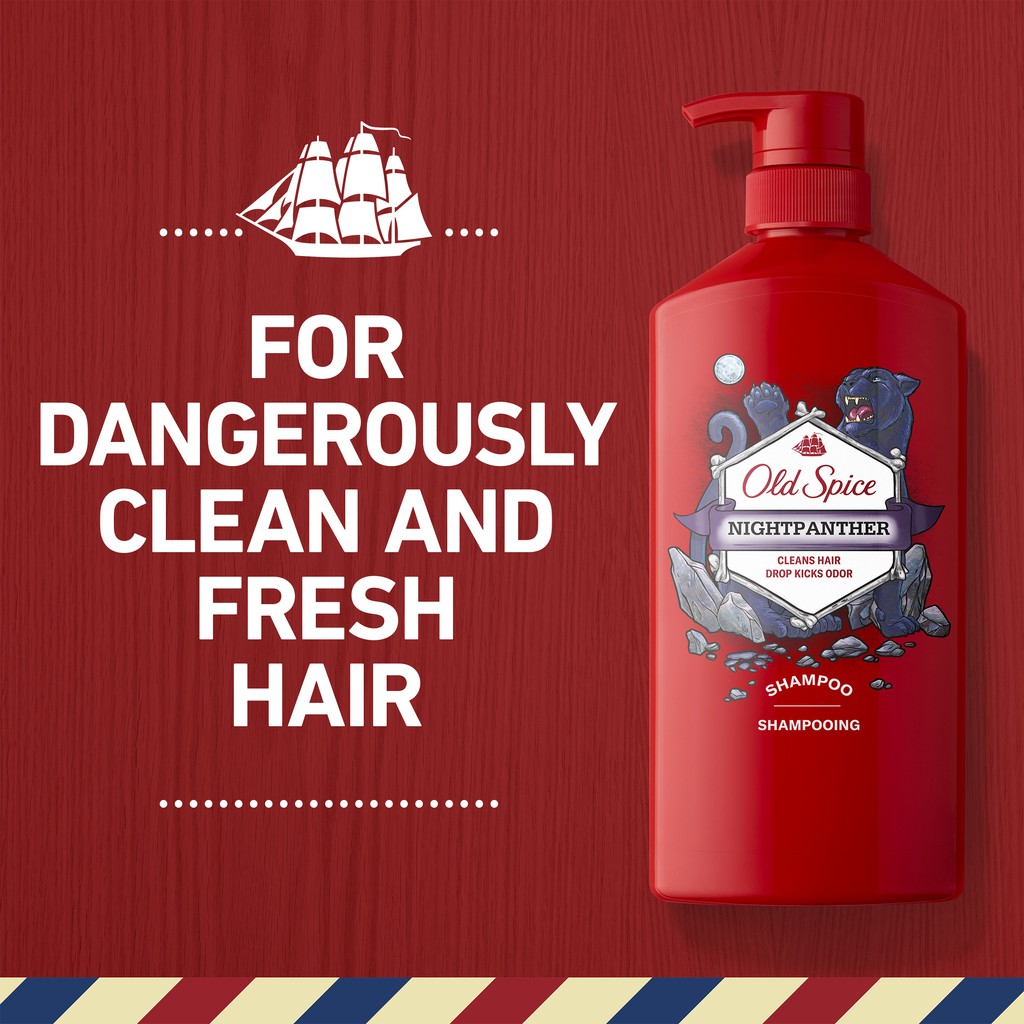 *ของแท้นำเข้าจากUSA* Old spice Night Panther Shampoo แชมพู กลิ่นช็อคโกแลตวานิลลา เสน่ห์ดึงดูดของเสือ