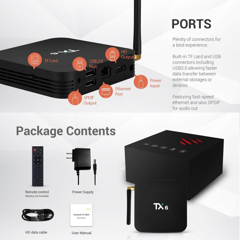 ใหม่ Tx6 Tvbox 4gb + 64gb Dual Wifi Bluetooth 4k Smart Android Box ...