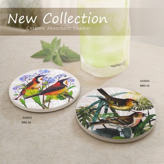 King Coaster จานรองแก้วดูดน้ำ ซับน้ำ CollectionBIRD ลายนก ธนบดีเซรามิค