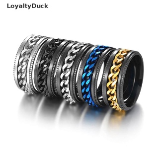 Loyaltyduck ใหม่ แหวนสเตนเลส หมุนได้ สุดเท่ สําหรับผู้ชาย คู่รัก 1