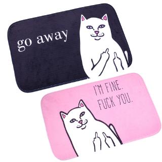 40*60CM Funny Words Go Away 1 PC Door Mats Coral Velvet Carpet Non-slip Entrance Indoor Floor Mat Cat With Middle Finger Pattern