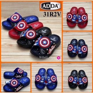 0ADDA 31R2V รองเท้าแตะสวมเด็ก ลายกัปตันอเมริกา  (8-3) สีดำ/กรม/น้ำเงิน/