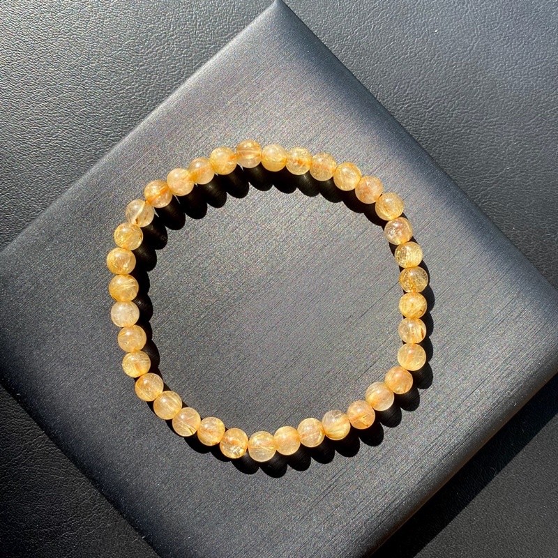 กำไลหินแท้ ไหมทอง (Gold Rutilated Quartz) 5mm
