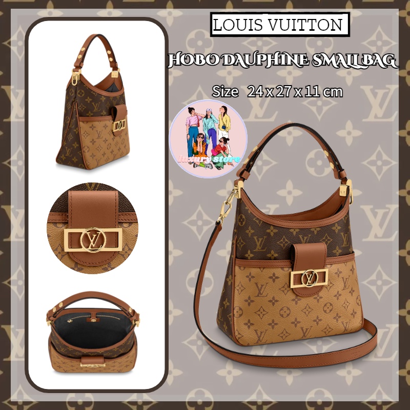 หลุยส์วิตตอง   Louis Vuitton HOBO DAUPHINE กระเป๋าถือใบเล็ก/สินค้าลดราคาปลอดภาษี/พิมพ์ลายคลาสสิค