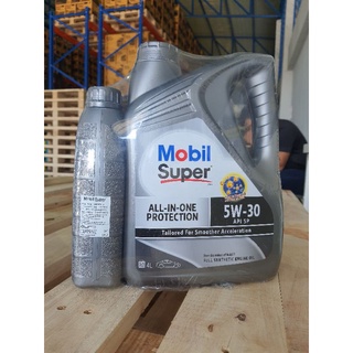 Mobil super 3000 5w-30 ขนาด 4 แถม 1 ลิตร โมบิลซุปเปอร์3000 5w30 เครื่องยนต์เบนซิน หรือ ECO Car