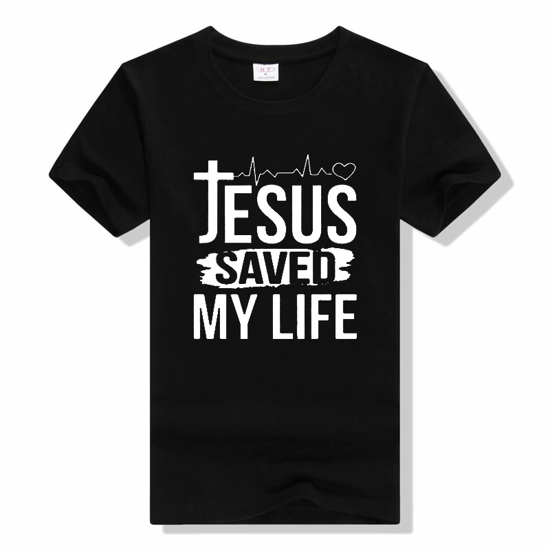 คอลูกเรือใหม่ เสื้อยืดแขนสั้น พิมพ์ลายพระเยซู Saved My Life I Belong To Jesus สําหรับผู้ชาย 2022S-5X