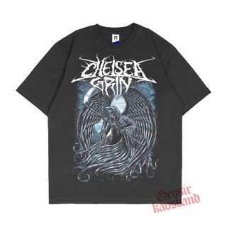 oversize T-shirt เสื้อยืดลําลอง แขนสั้น พิมพ์ลายหัวกะโหลก CHELSEA GRIN BLUE สําหรับผู้ชาย และผู้หญิง S-5XL