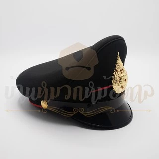 หมวกหม้อตาลทหารบกชั้นประทวนนายสิบ สีขี้ม้า ผู้ชาย หน้าหมวกโลหะ สายรัดคางสีดำ
