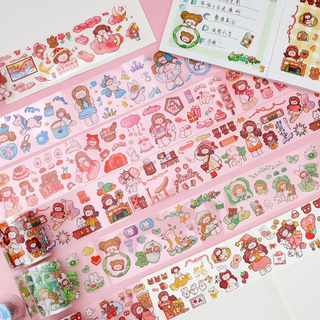 พร้อมส่ง สติกเกอร์น่ารักถ้วยน้ำเคสโทรศัพท์มือถือ DIY สมุดบัญชีมือตกแต่งเทปพีวีซีกันน้ำ
