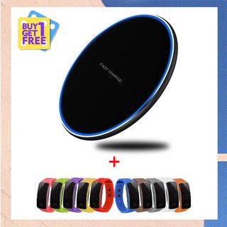 10W Qi Wireless Charger Fast Charging Pad Compatible with iPhone Xs MAX Galaxy Huawei S9 S8 P20 P30 พร้อมนาฬิกา LED ฟรี