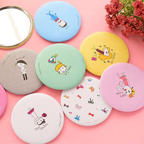 [Xiaoxianjia one yuan discount gift] Korean fashion cute mini cartoon small round mirror portable makeup glass mirror creative round portable princess mirror