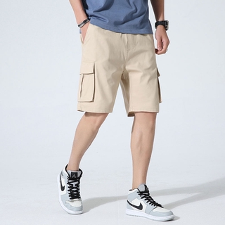 100% Cotton Men Cargo Short Pants Fashion Khaki Shorts Casual Cargo Pants Summer Beach Shorts Sports Shorts Cropped Shorts Drawstring Shorts