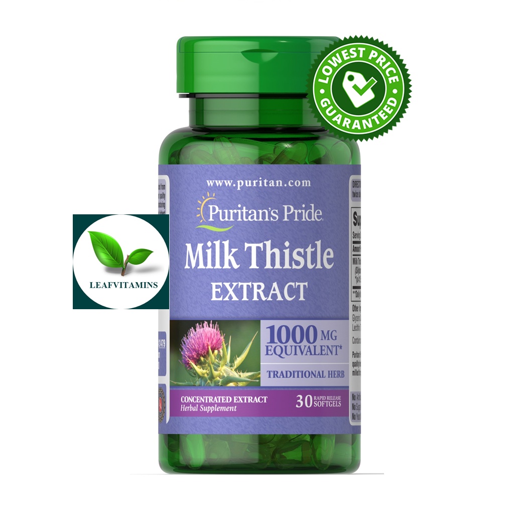 Puritan's Pride Milk Thistle 1000 mg 4:1 Extract (Silymarin) / 30 Softgels