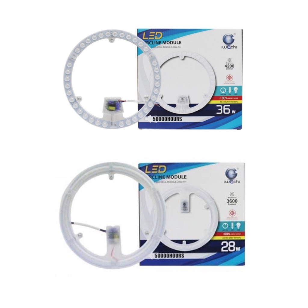 IWACHI หลอดไฟกลมติดเพดาน LED 36W 28W ไฟถนอมสายตา iwachi 150-265V แสงขาว 4200 Lumen ใช้งาน 30,000 ชั่วโมง มาตรฐาน มอก.