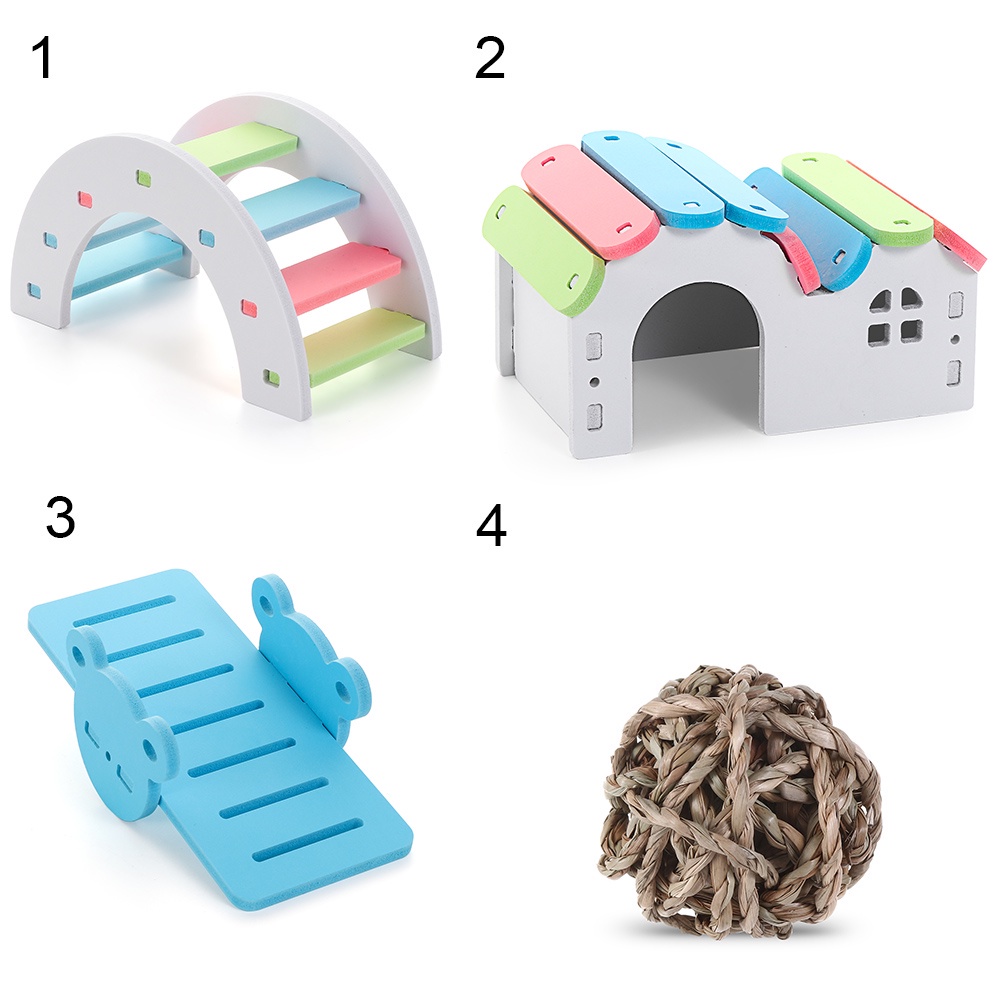 Mihan ลูกบอลไม้สีรุ้งขนาดเล็กของเล่นสําหรับสัตว์เลี้ยงหนูแฮมสเตอร์ - รูปที่ 2