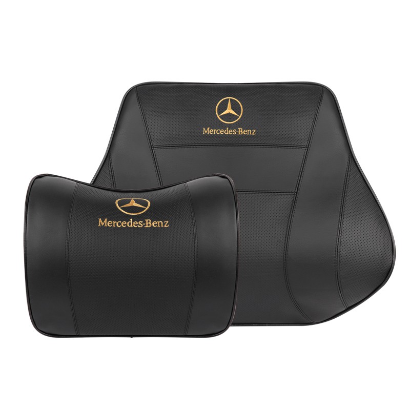2025Mercedes-Benz S300L E250 E350 C200 GLA SLK รถพนักพิงศีรษะหนังคอหมอนภายในรถหมอนหน่วยความจําผ้าฝ้า