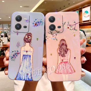 เคสโทรศัพท์มือถือ VIVO Y35 / Y22 / Y22s / Y16 / Y02S / V25 5G / V25e 4G Cute Lovely Cartoon Phone Cell Case Bling Girl Back View Smartphone Casing Goddess Back Cover VIVOV25 VIVOY35 VIVOY16