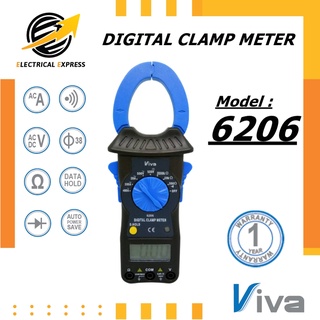 VIVA ดิจิตอล แคลมป์มิเตอร์ รุ่น 6206 Digital Clamp Meter วัดแรงดัน AC/DC 500V วัดกระแส AC 400A ปากแคลมป์ 38มม.