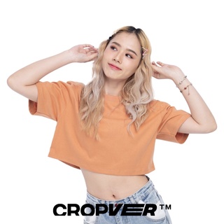 Cropver เสื้อยืดครอปผู้หญิงคอกลม ใส่สบาย สีชาไทย สบายเวอร์ใส่ครอปเวอร์