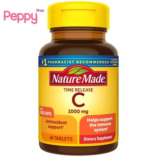 Nature Made Vitamin C with Rose Hips Time Release 1,000 mg 60 Tablets วิตามินซี 1000 มิลลิกรัม 60 เม็ด