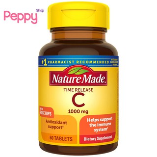 Nature Made Vitamin C with Rose Hips Time Release 1,000 mg 60 Tablets วิตามินซี 1000 มิลลิกรัม 60 เม็ด