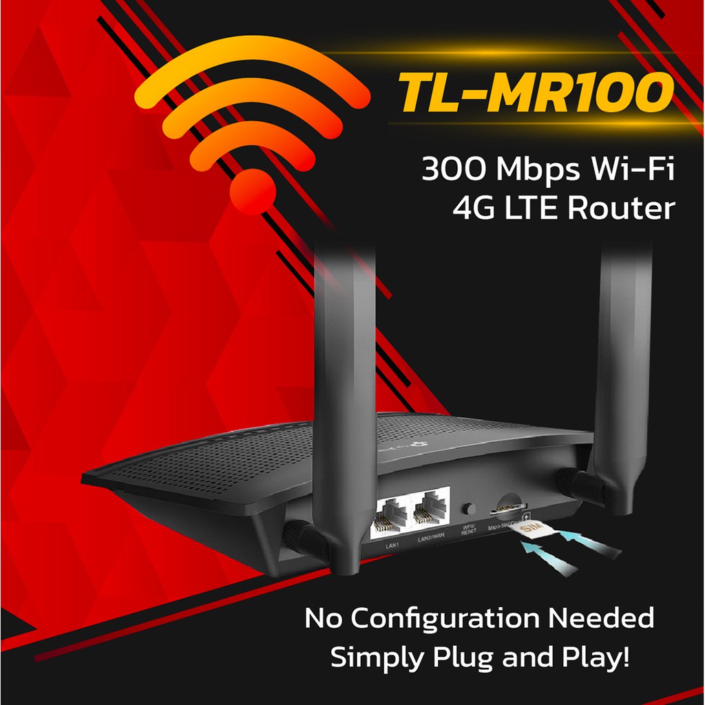 Tp Link Tl Mr100 300 Mbps Wireless N 4g Lte Router เราเตอร ใส ซ ม Sim Router Network ลดเหล อ 1 590