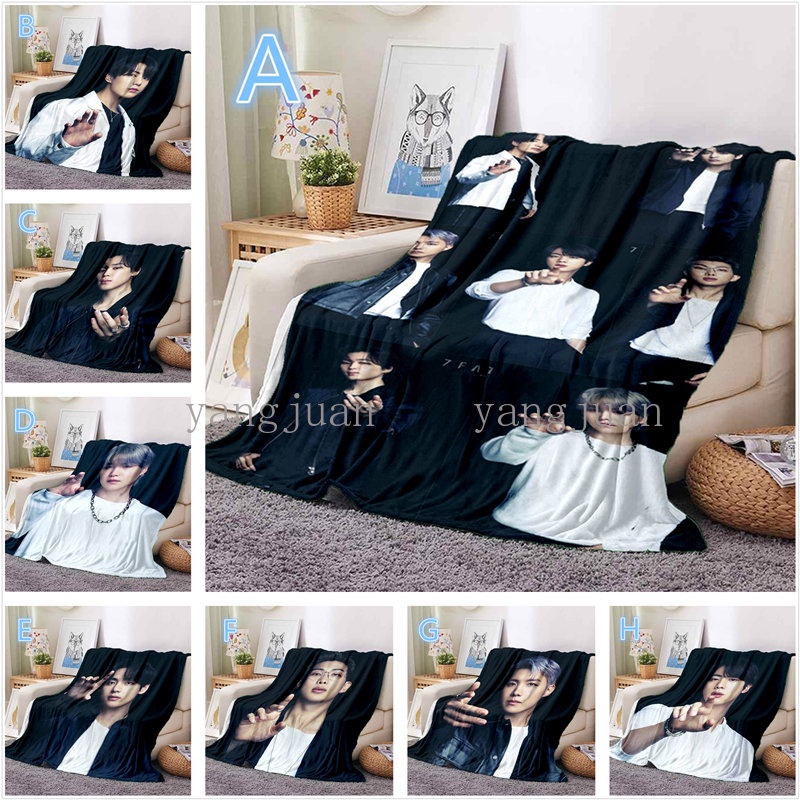 ผ้าห่ม BTS BTS ที่ปรับแต่งได้ผ้าห่มปิกนิก Kim Namjoon, Kim Seokjin, Min Yoongi, Jung Ho Seok, Park Jimin, Kim Taehyung, Tian Jungkook Plush ผ้าห่มโซฟาผู้ใหญ่เด็กเดินทาง 3D พิมพ์ผ้าปูที่นอน qw54
