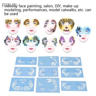 Fun IN 9pcs Face Painting Stencils Kit Washable Paint Template for Halloween Holiday Party Cosplay