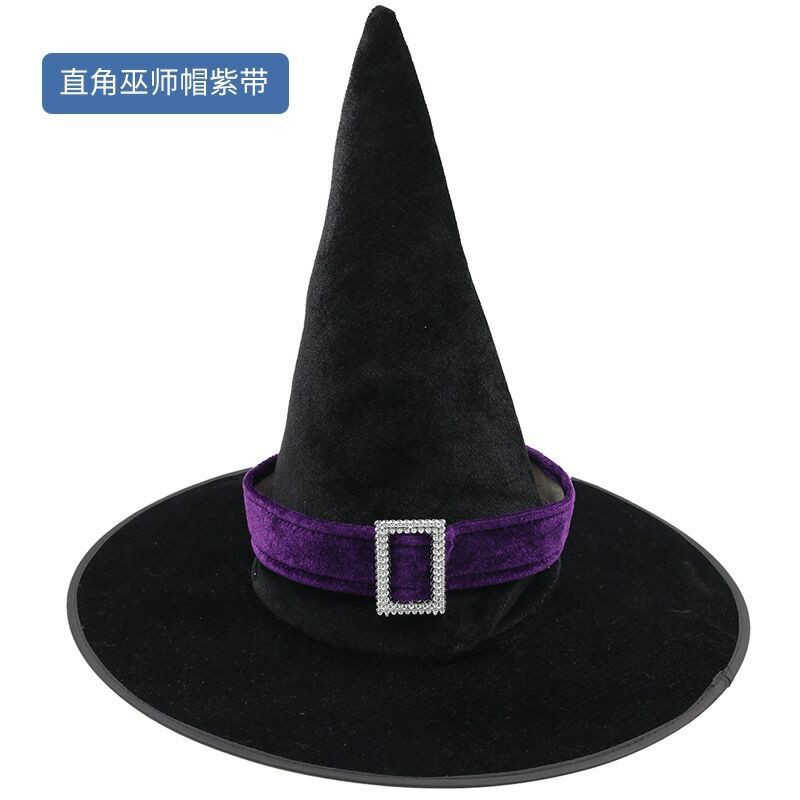 หมวกแม่มด กำมะหยี่สีดำ