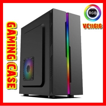CASE (เคส) VENUZ รุ่น VC1616 ATX Computer Case with RGB LED lighting (เคสมีไฟ RGB) - Black