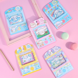 SANRIO Kawaii ชุดสติกเกอร์ PVC ลายการ์ตูนอนิเมะ Cinnamoroll สําหรับตกแต่งสมุดโน้ต DIY