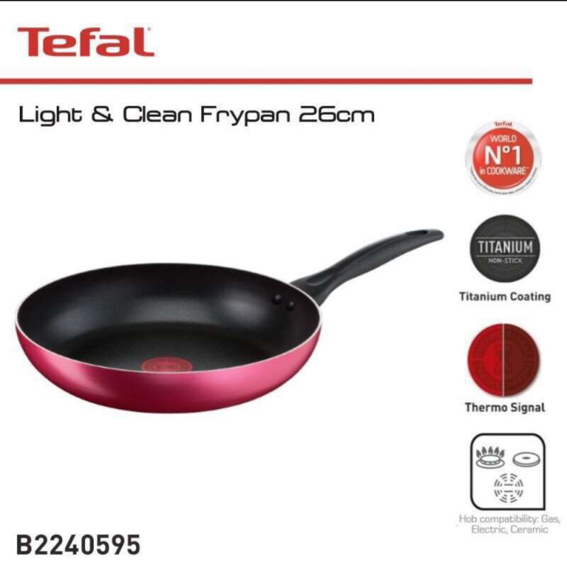 TEFAL (26cm.) กระทะเคลือบกันติด รุ่น light&clean ขนาด 26 cm. ใช้กับเตาแม่เหล็กไฟฟ้าไม่ได้