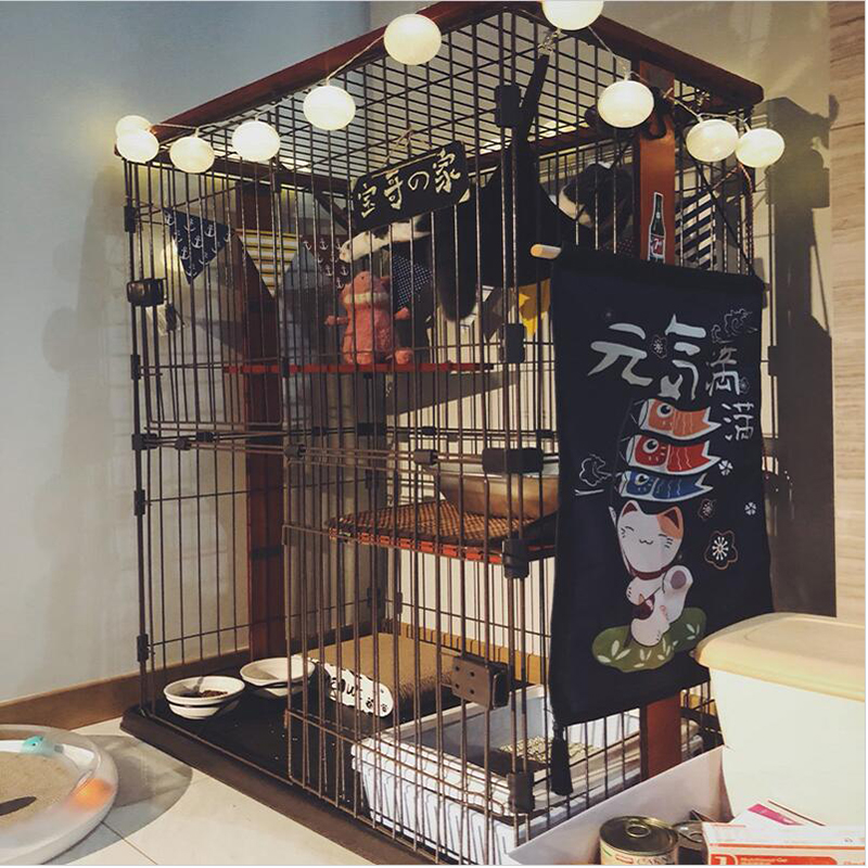 ส่งออกญี่ปุ่นแมวกรงแมววิลล่าในร่มบ้านกรงแมววิลล่าสามชั้นสี่ชั้นไม้เนื้อแข็งไม้กรอบแมวรั้ว