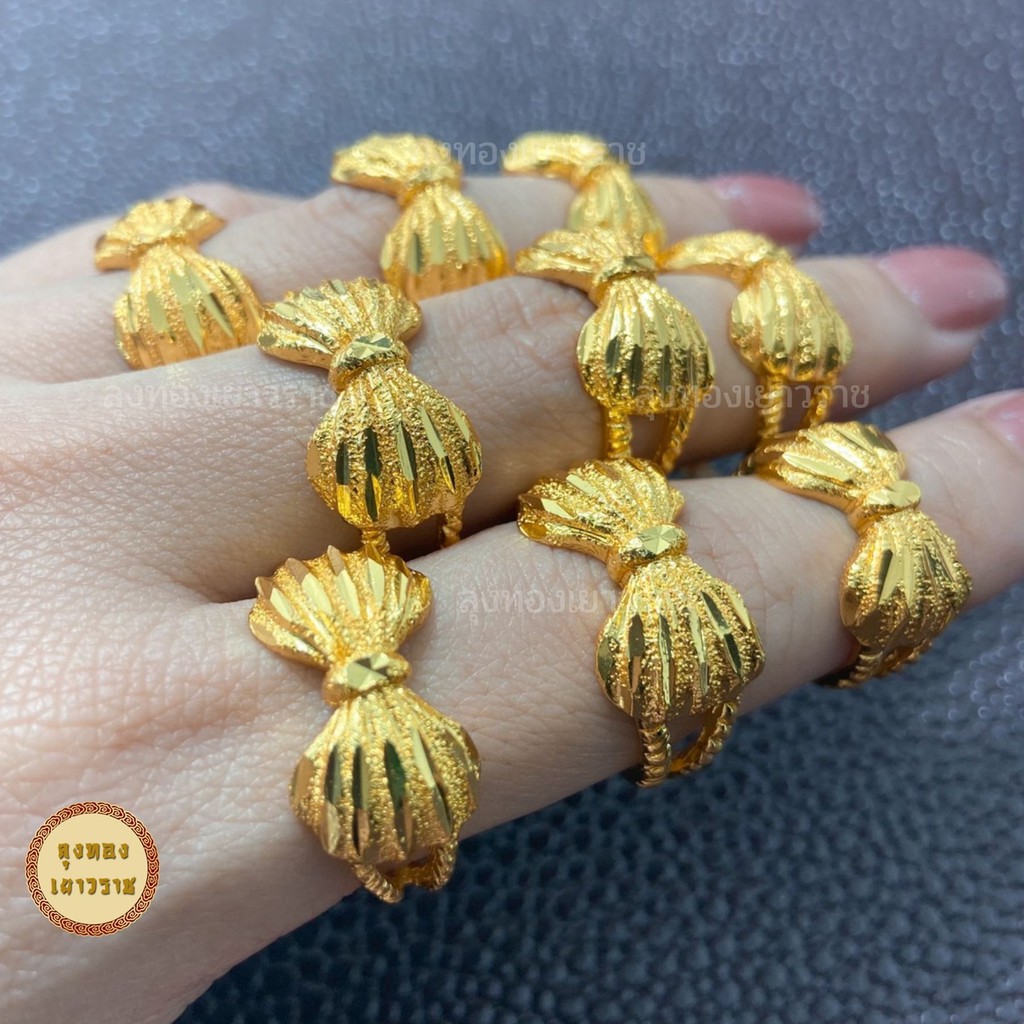 สีทองสุกเหมือนจริง❗️ แหวนโบว์ใหญ่ แหวน 2 สลึง 24kแหวนทอง ทองไมครอนเหมือนแท้  ทองปลอม ทองโคลนนิ่ง เหมือนจริงที่สุด