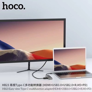 Hoco HB23. 5in1 USB-C Multimedia Adapter Type-C To Hdmi  Hub USB  Crad Reader การ์ดรีดเดอร์ #4