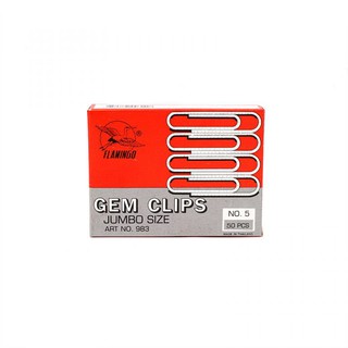 ลวดเสียบ กลม กล่อง 50 ตัว ฟลามิงโก้ No.983   Flamingo 983 Jumbo Paper Clip  1 กล่อง